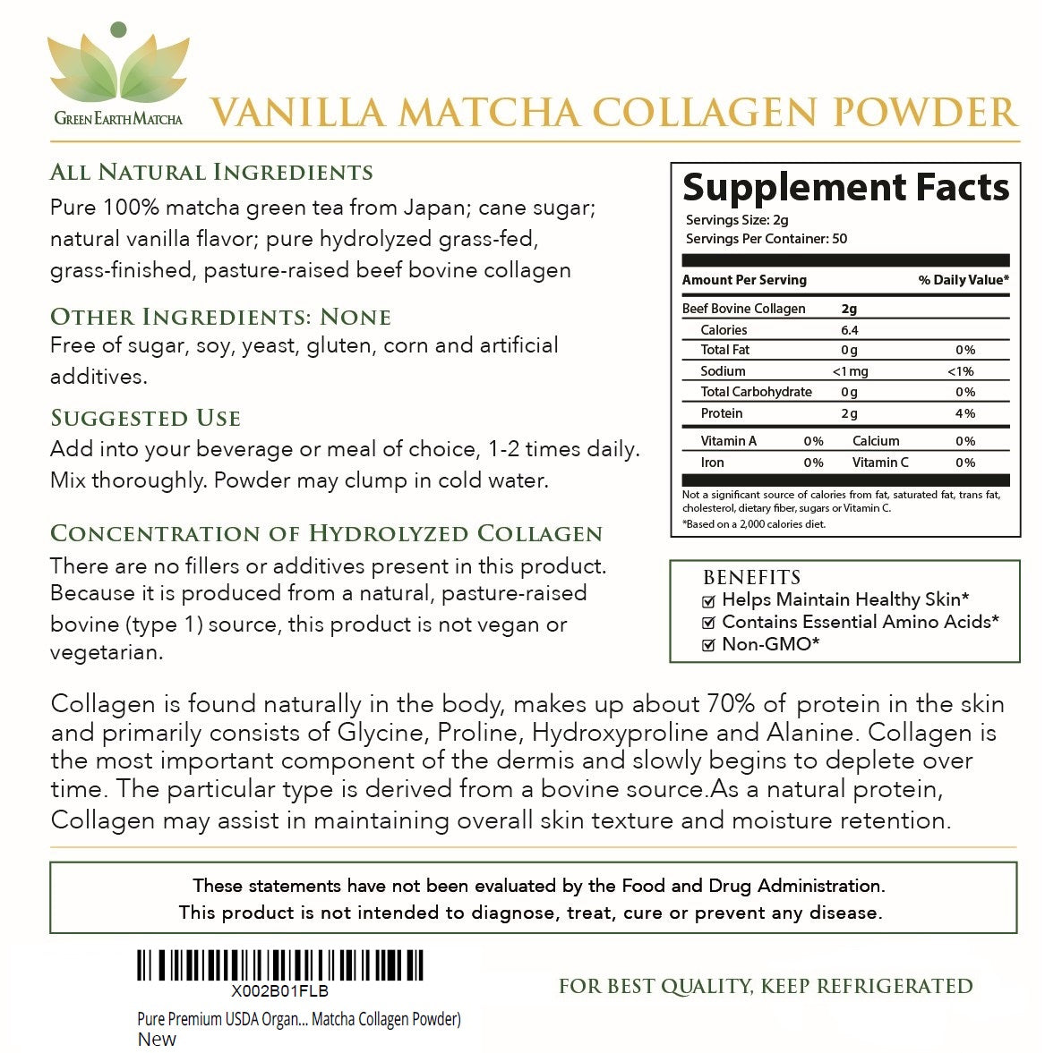 Vanilla Matcha Collagen (30g)